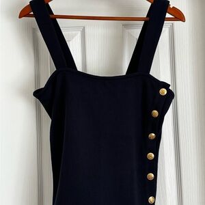 J. Crew Navy Tank with Gold Buttons